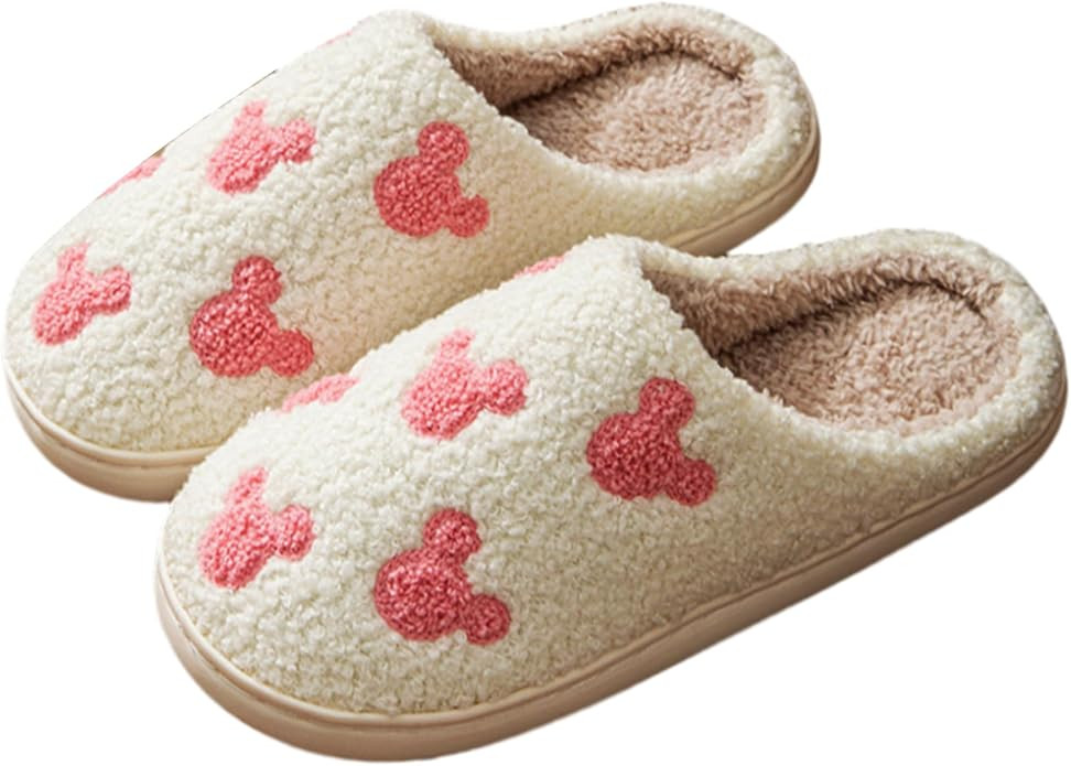 Bow Slippers for Women & Men - Floral Memory Foam Plush Slippers, Cute Cartoon Design, Warm Fluff... | Amazon (US)