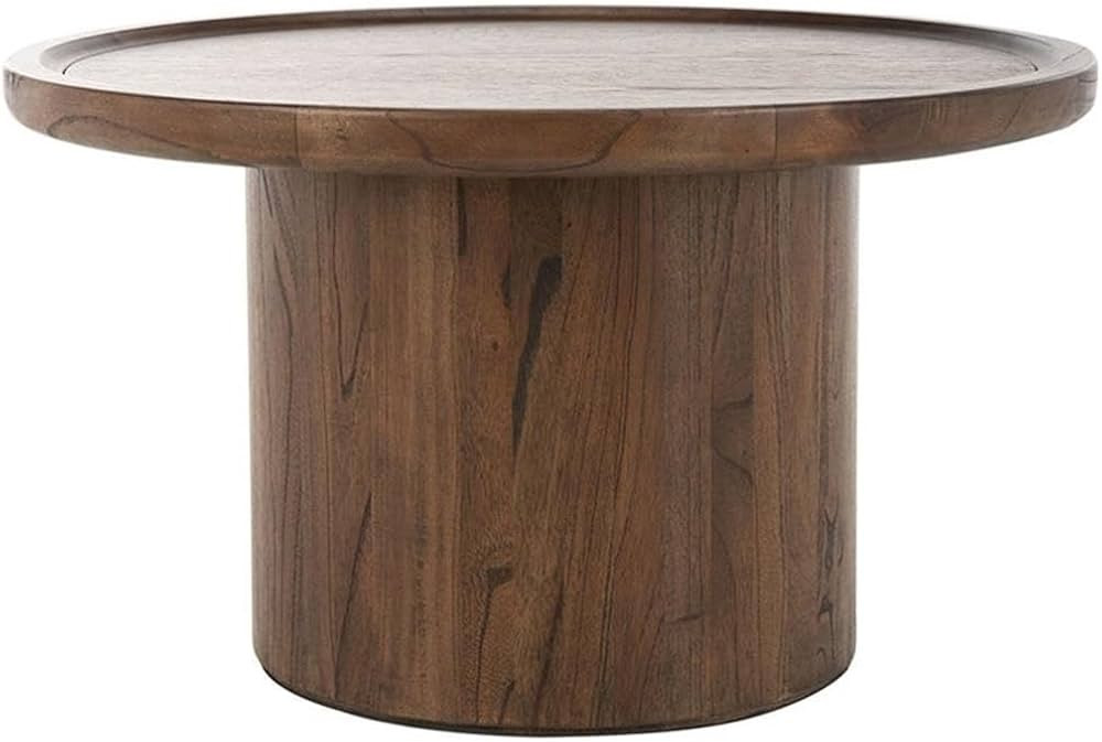 Safavieh Home Devin Dark Oak Pedestal Round Coffee Table | Amazon (US)