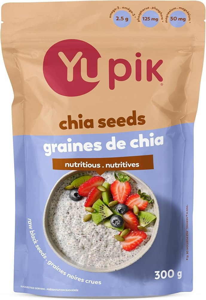 Yupik Raw Black Chia Seeds, 300 g, Gluten-Free, Kosher, Natural Plant-Based Seeds, Superfood, Sou... | Amazon (CA)