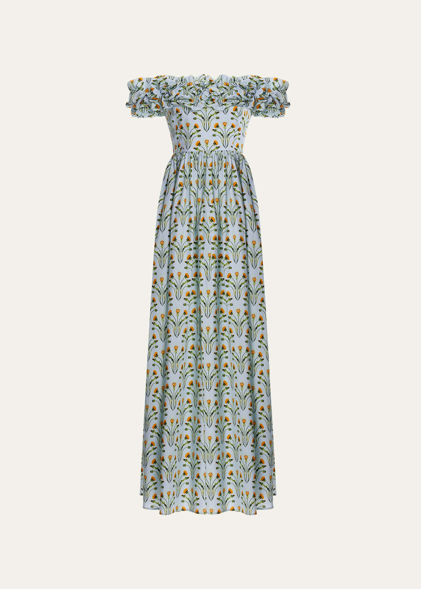 Agua by Agua Bendita Espliego Off-the-Shoulder Floral Cotton Maxi Dress | Bergdorf Goodman