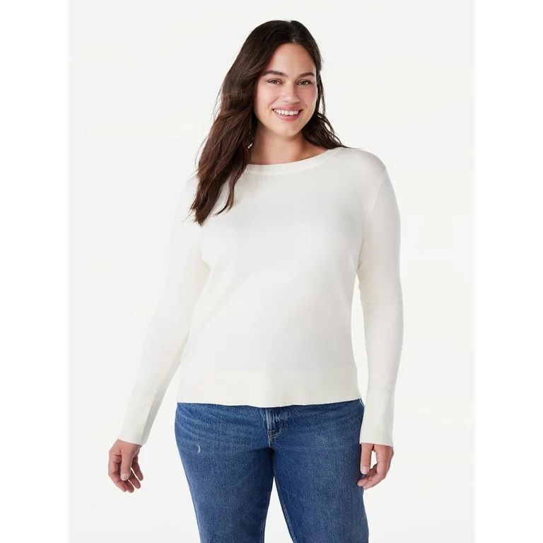 Free Assembly Women’s Crewneck Sweater with Long Sleeves, Midweight, Sizes XS-XXL - Walmart.com | Walmart (US)