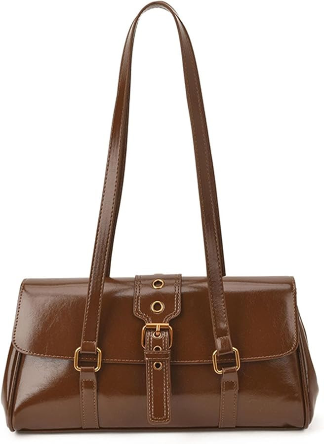Vintage Women's Shoulder Bag,vegan Leather top handle purse, y2k bag Underarm style for Travel,Da... | Amazon (US)