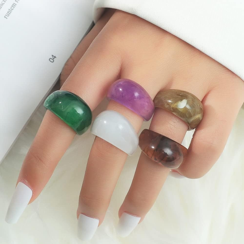 Acrylic Resin Plastic Imitation Jade Wedding Statement Cocktail Party Holiday Anniversary Ring | Amazon (US)