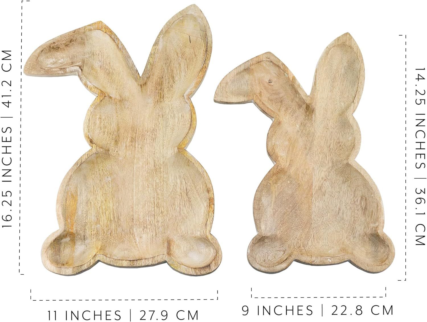 AuldHome Farmhouse Bunny Serving Trays (Set of 2); Nesting Rabbit-Shaped Wooden Charcuterie Platt... | Amazon (US)