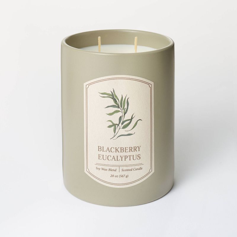 20oz Ceramic Blackberry Eucalyptus Candle Green - Threshold™ Designed with Studio McGee | Target