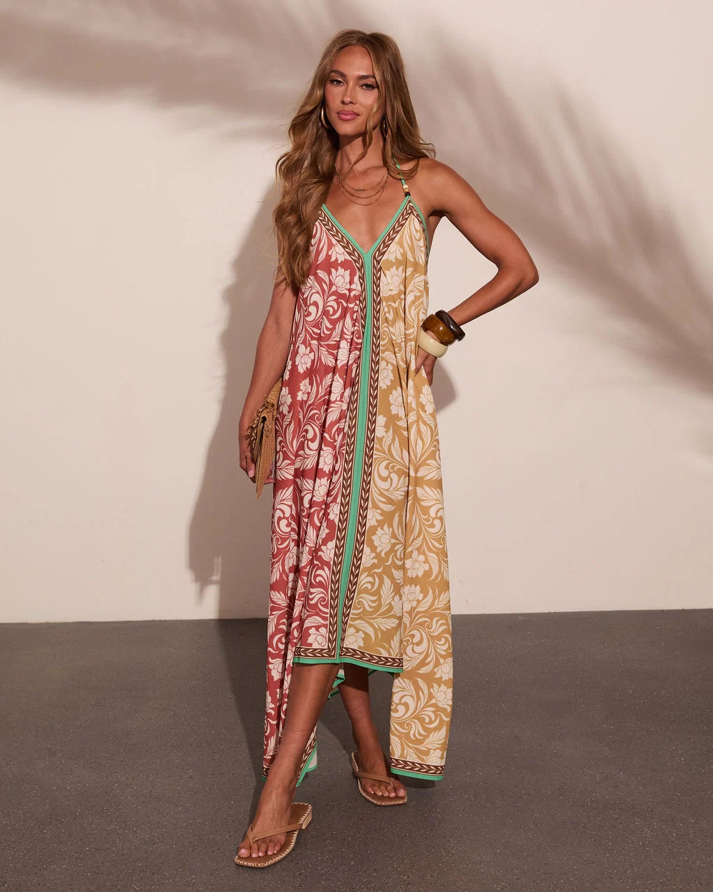 Perta Abstract Color Block Halter Neck Maxi Dress | VICI
