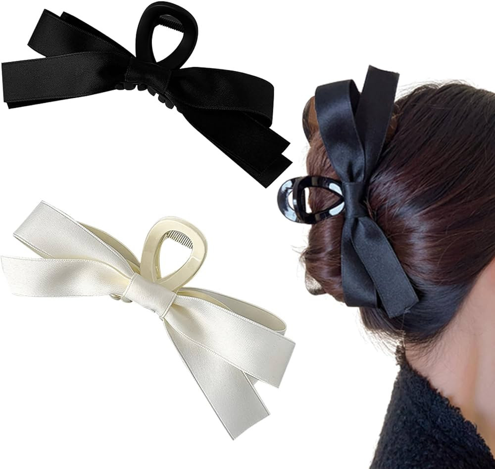 Hair Claw 2Pcs Big Bow Hair Clips Hair Bows Hair Claw Clips for Women 6.5 Inch Non Slip Knot Bow ... | Amazon (US)