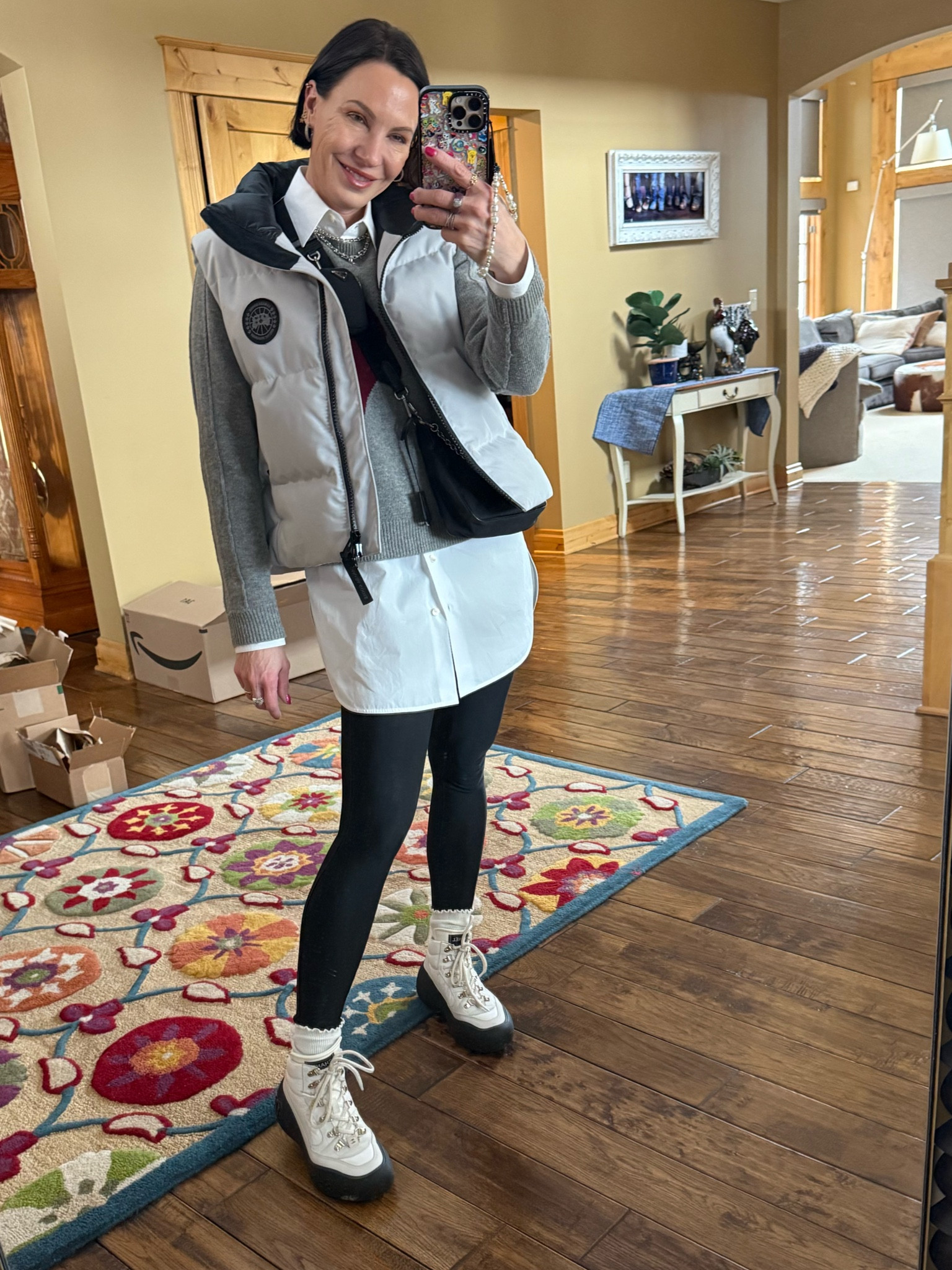 Outfit situation

Spanx faux leather leggings, Stella McCartney button-down, sweater is old, Canada, goose vest, Prada  cross body

Casual outfit, winter outfit 

#LTKSeasonal #LTKOver40 #LTKStyleTip