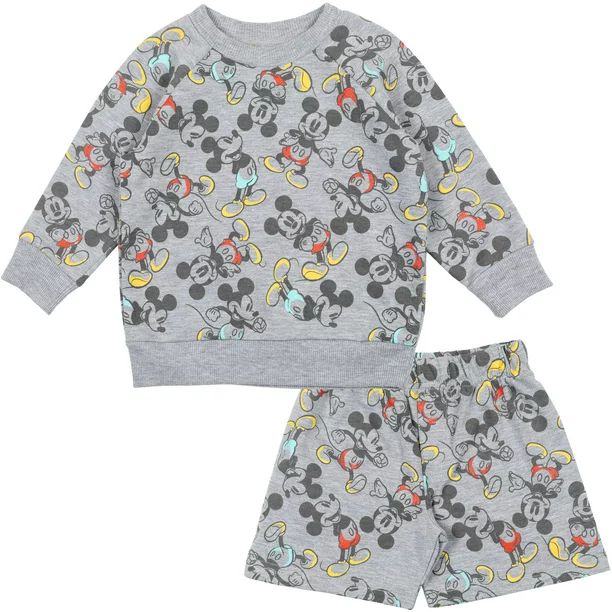 Disney Mickey Mouse Infant Baby Boys French Terry Sweatshirt & Shorts Grey 18 Months - Walmart.co... | Walmart (US)
