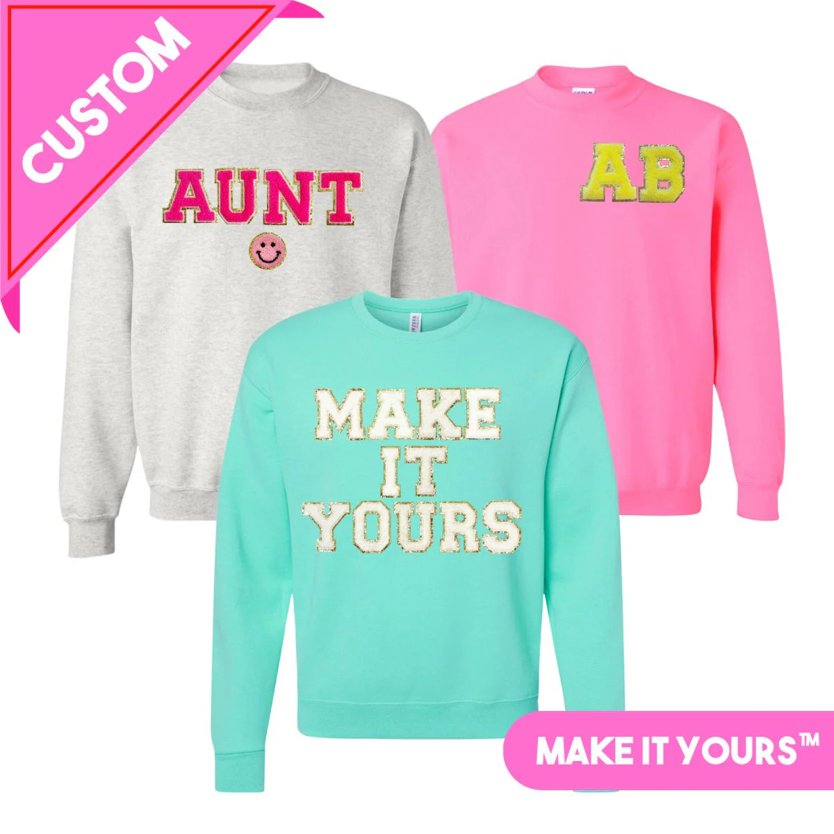 Make It Yours™ Letter Patch Crewneck Sweatshirt | United Monograms