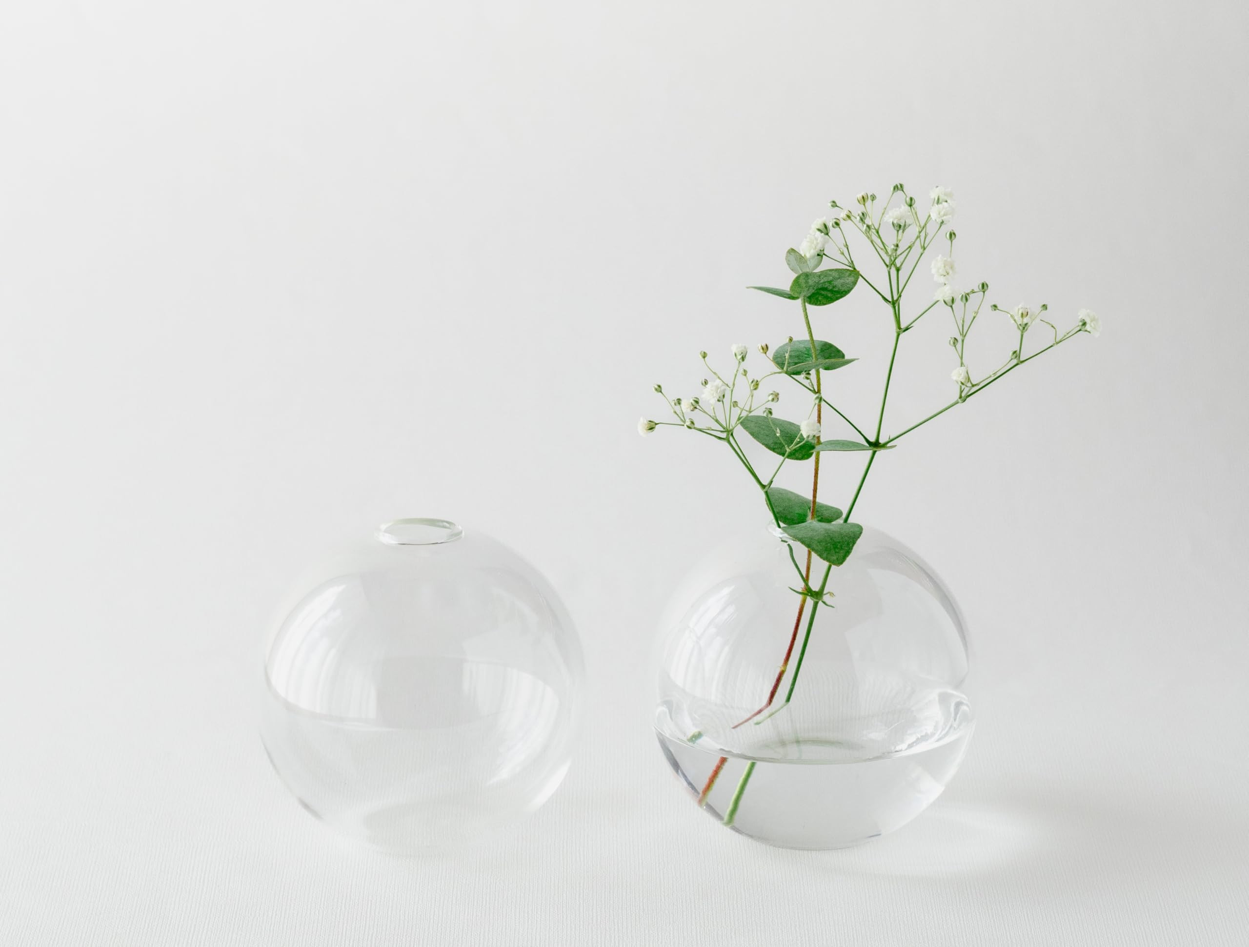 Bud Vase Set of 2, Ball Shaped, Clear Vase - Gift & Room Decor, Small Vintage for Living Room, Di... | Amazon (US)