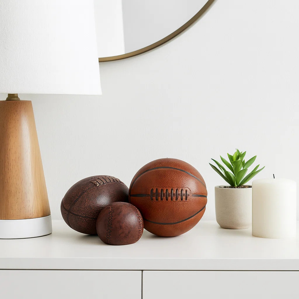 Decorative Objects Resin Polyresin Sports Ball Design for Home Office Living Room Set of 3 - 5", ... | Wayfair North America