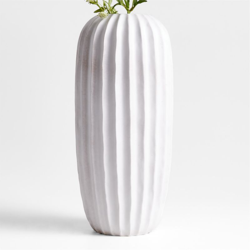 Warren White Stoneware Floor Vase 20" | Crate & Barrel | Crate & Barrel