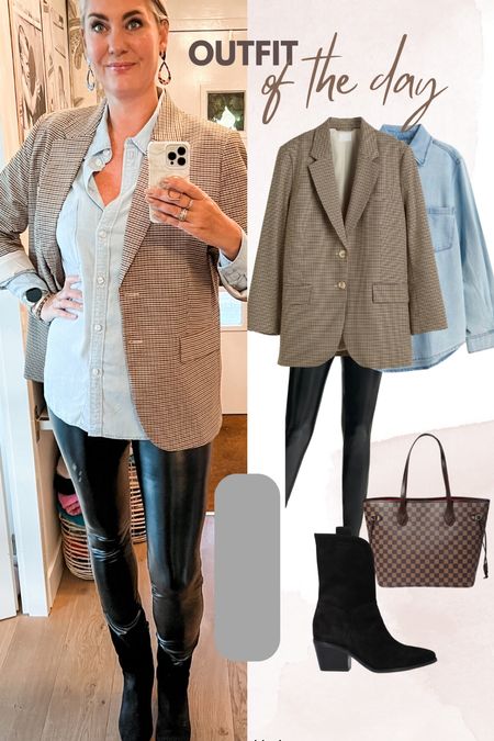 Outfits of the week 

A plaid oversized blazer elevates any outfit. I paired it with an oversized light blue denim shirt and faux leather leggings and a pair of suede western style boots from Gabor. 

Blazer M
Shirt M
Leggings M/tall
Boots tts



#LTKSeasonal #LTKunder50 #LTKworkwear