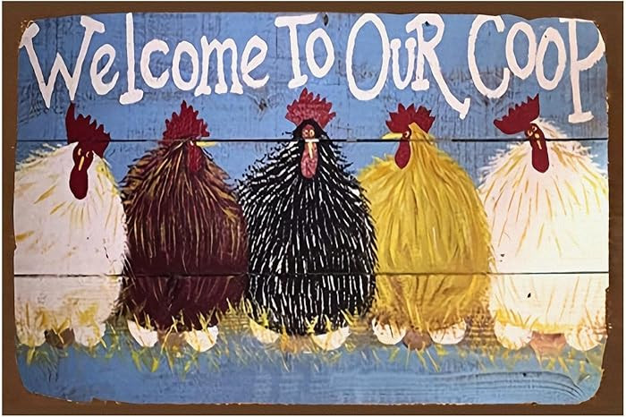 Funny Chicken Sign, Metal Chicken Coop Tin Signs, Welcome to Our Coop, Yard Sign Garage Farm Gard... | Amazon (US)