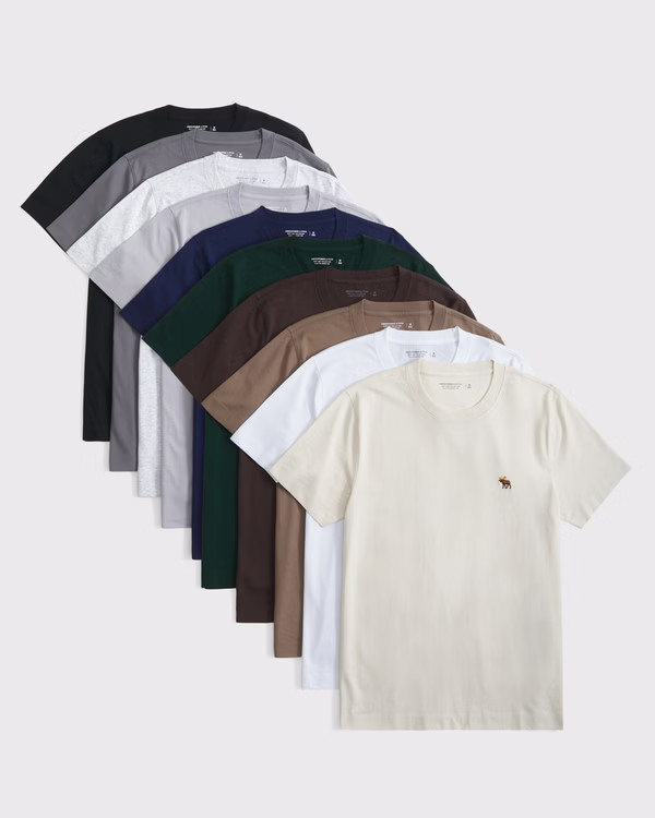 Men's 10-Pack Slim Polished Signature Icon Tees | Men's | Abercrombie.com | Abercrombie & Fitch (UK)
