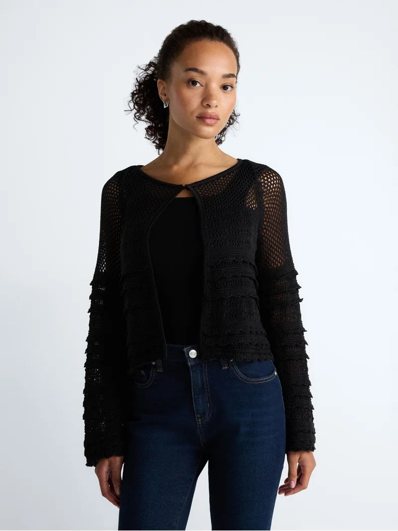 Scoop Women's and Women's Plus Stitch Mix Button Front Cardigan, Sizes XS-4X | Walmart (US)