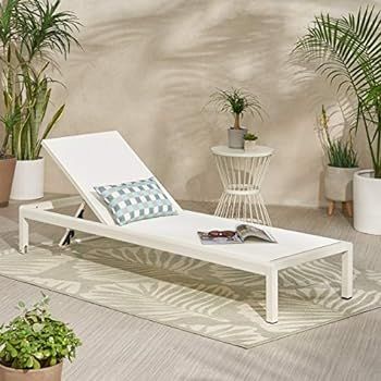 Christopher Knight Home Cynthia Outdoor Chaise Lounge, White | Amazon (US)