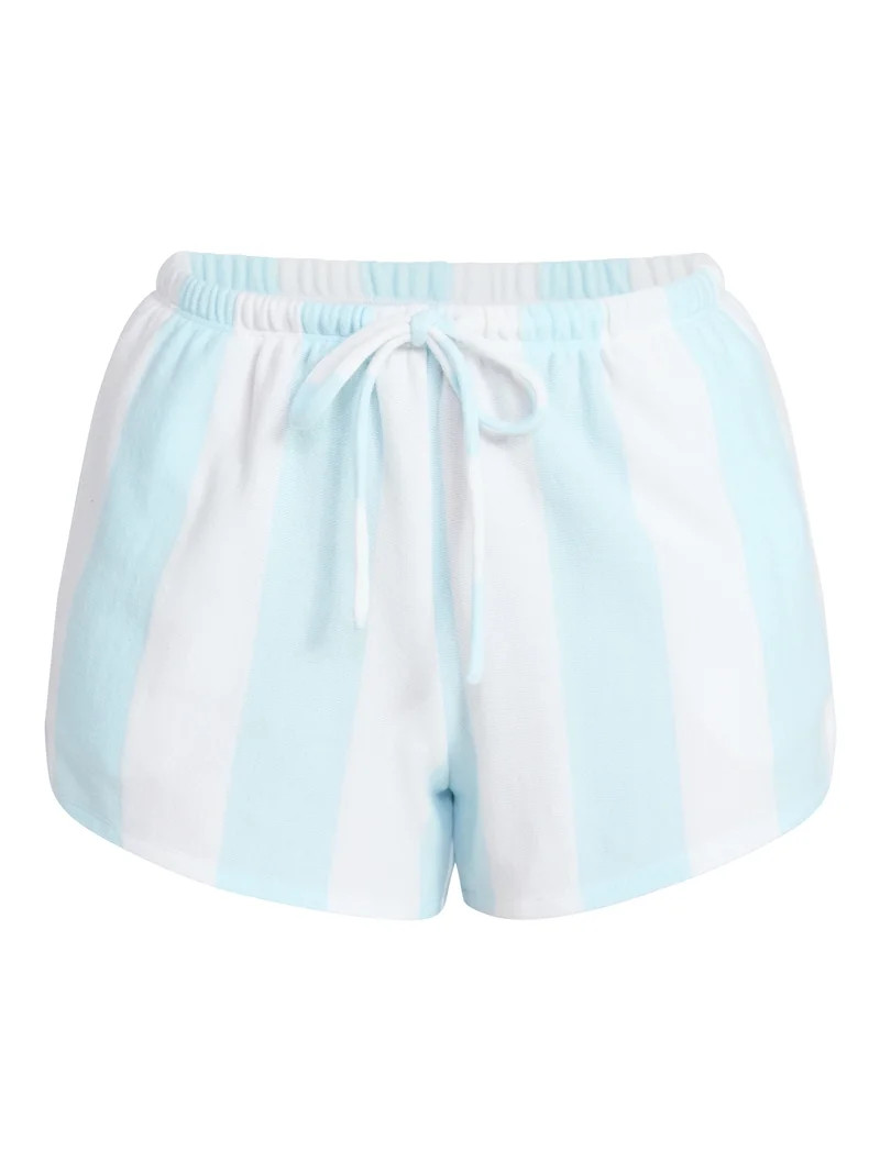 No Boundaries Striped French Terry Baja Shorts, 2.5" Inseam, Women's | Walmart (US)