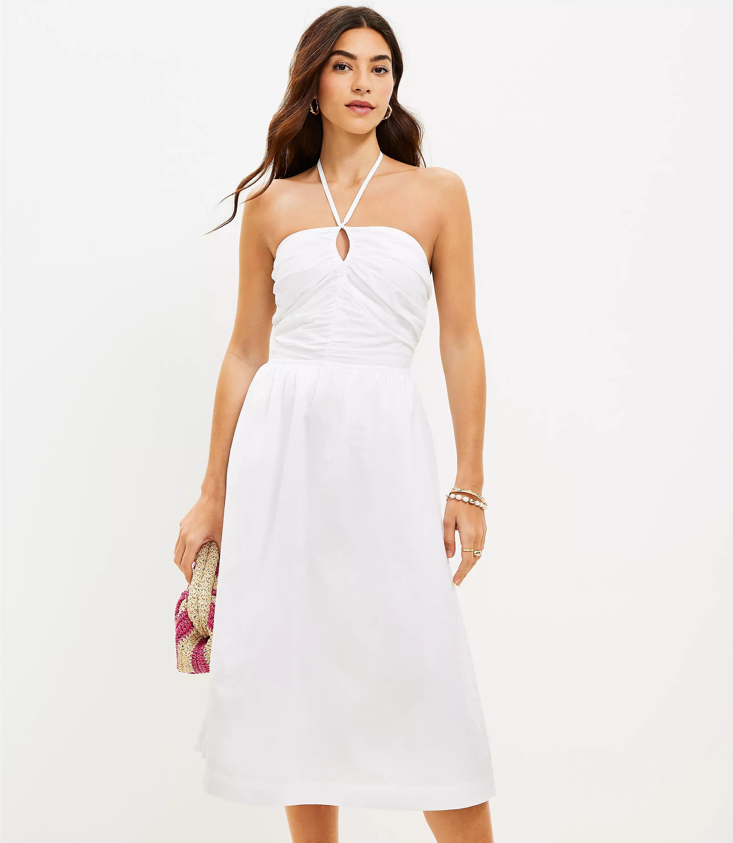 Keyhole Halter Midi Dress | LOFT