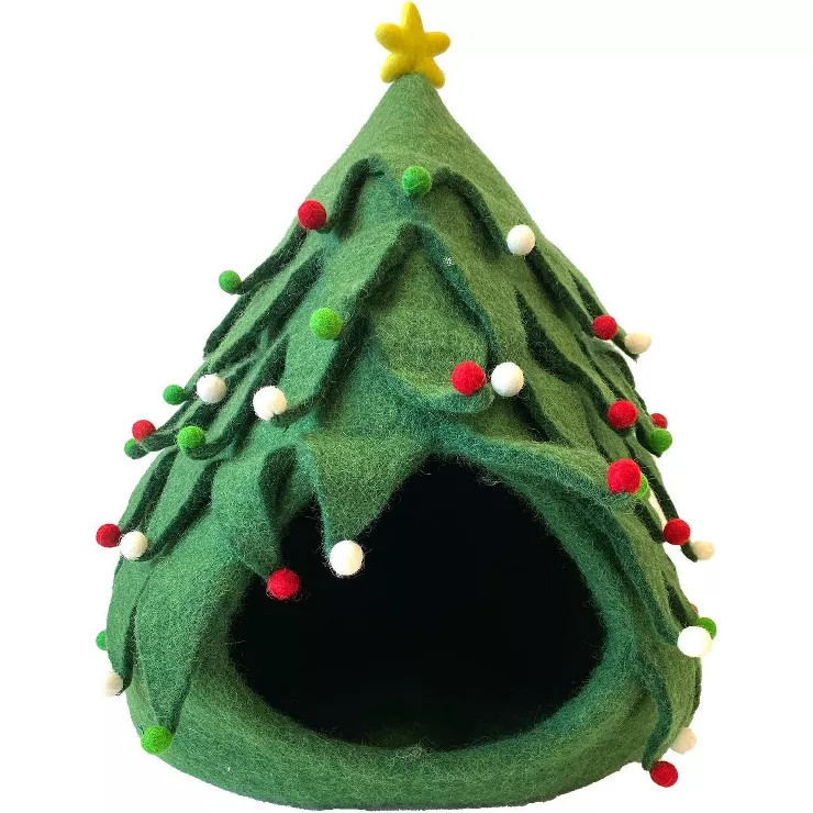 Midlee Christmas Tree Wool Cat Cave Bed | Target
