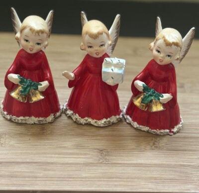 Vintage Japan 3 Christmas Angels Figurines Read | eBay US