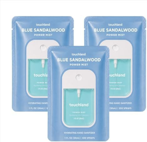 Touchland Blue Sandalwood Hydrating Hand Sanitizer Spray 3 Pack Travel Size | Amazon (US)