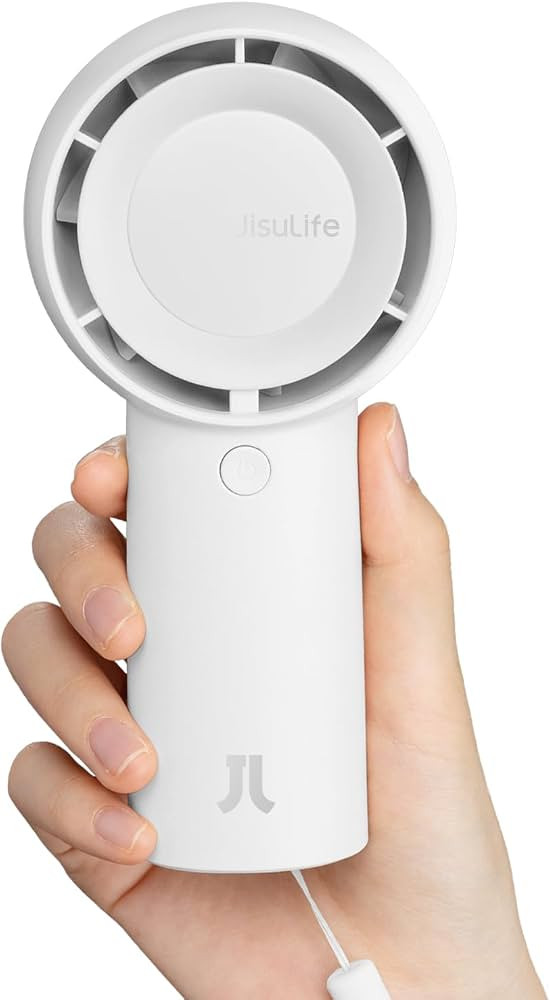JISULIFE Portable Handheld Turbo Fan Rechargeable 4000mAh 5-Speed (White) | Amazon (US)