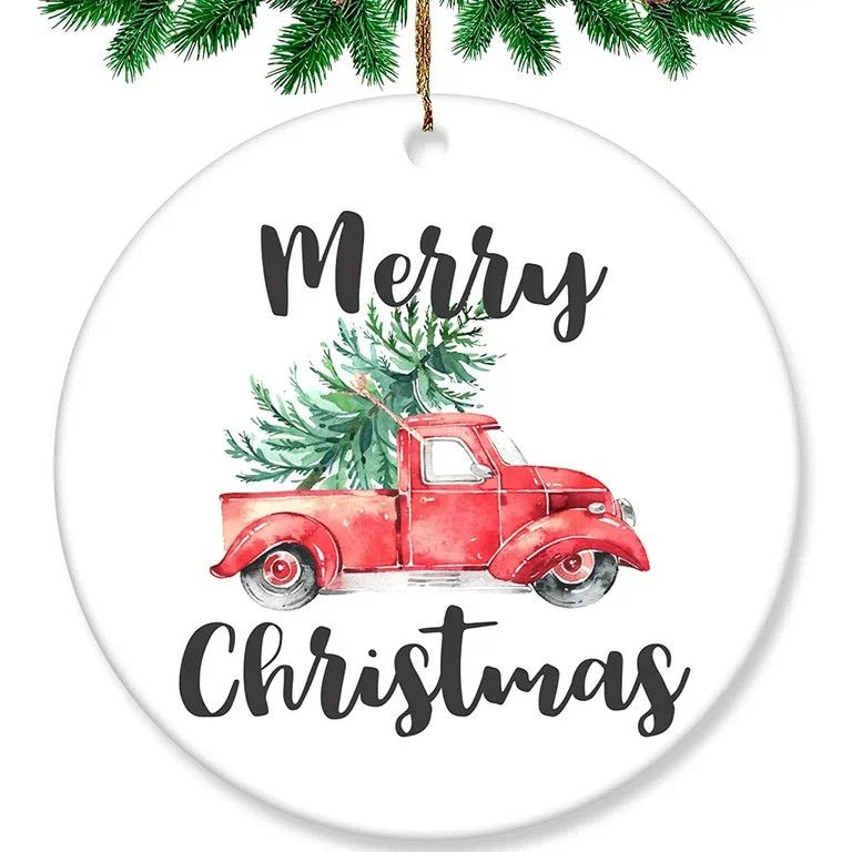Christmas Tree Decorations, Merry Christmas Rustic Red Truck Christmas Tree Decorations, Double-S... | Walmart (US)