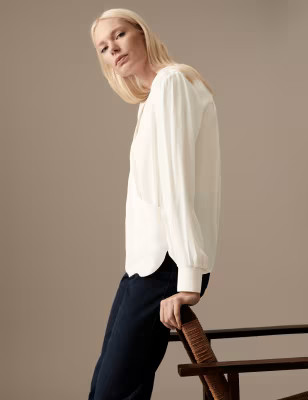 V-Neck Long Sleeve Wrap Top | Autograph | M&S | Marks & Spencer (UK)