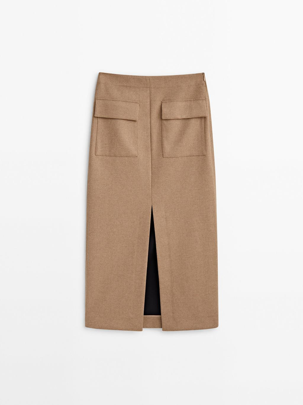 Midi skirt with wool and pockets | Massimo Dutti US
