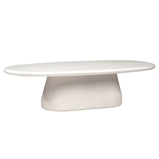 Kathleen 55"" Outdoor Oval Concrete Coffee Table, Ivory | West Elm (US)