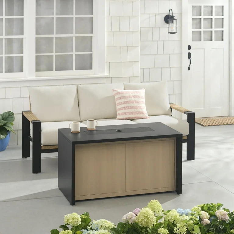 Better Homes & Gardens Ventura 4 Piece Outdoor Furniture Conversation Set with Firepit | Walmart (US)