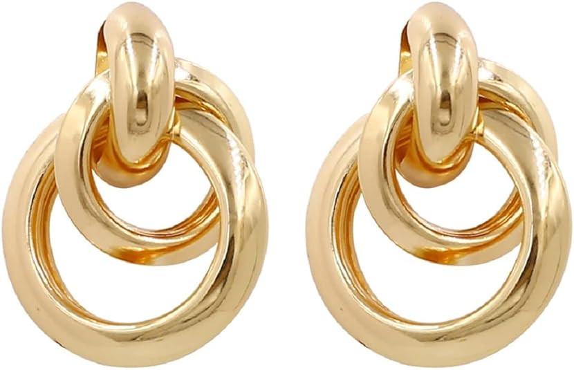 Circle Earrings for Women, Round Double Circle Earrings, Double Hoop Earrings Hypoallergenic, Twi... | Amazon (US)