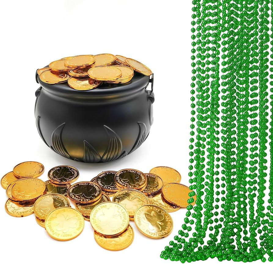 119 Pcs St Patrick’s Day Party Accessories Supplies Set Black Cauldron Pot 100 Plastic Lucky Sh... | Amazon (US)