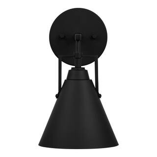 Home Decorators Collection Insdale 1-Light Matte Black Modern Industrial Bathroom Vanity Light wi... | The Home Depot