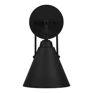 Home Decorators Collection Insdale 1-Light Matte Black Modern Industrial Bathroom Vanity Light wi... | The Home Depot