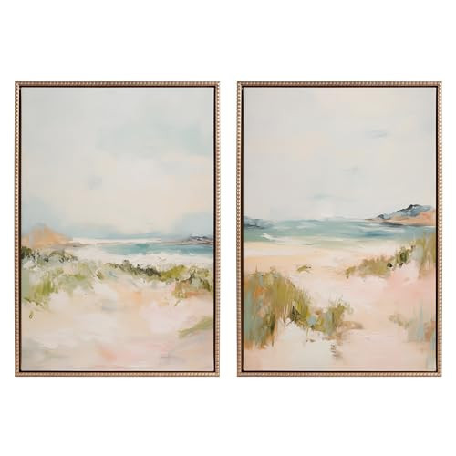 Kate and Laurel Sylvie Beaded Tranquil Landscape III and V Vintage Framed Canvas Wall Art Set by Amy Lighthall, 2 Piece Set 23x33 Gold, Abstract Nature Painting Art for Wall | Amazon (US)