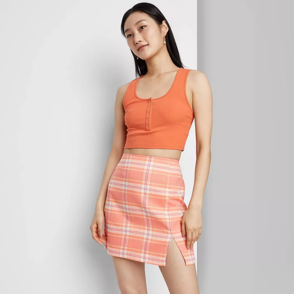 Pink plaid 2025 skirt target