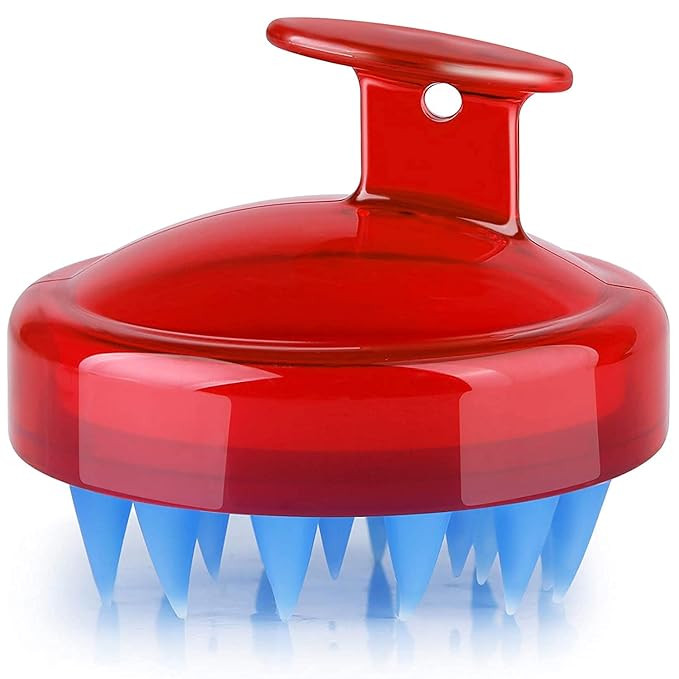 Hair Scalp Massager, Original Soft Silicone Shampoo Brush Head Tourmaline Contained (Red) | Amazon (US)