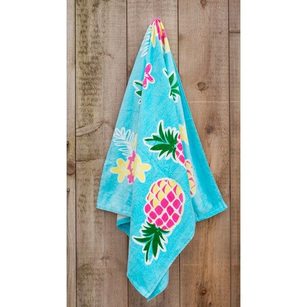 St.Tropez Sands Collection Yellow Pink  Pineapple Beach Towel - 36 x 70 | Bed Bath & Beyond