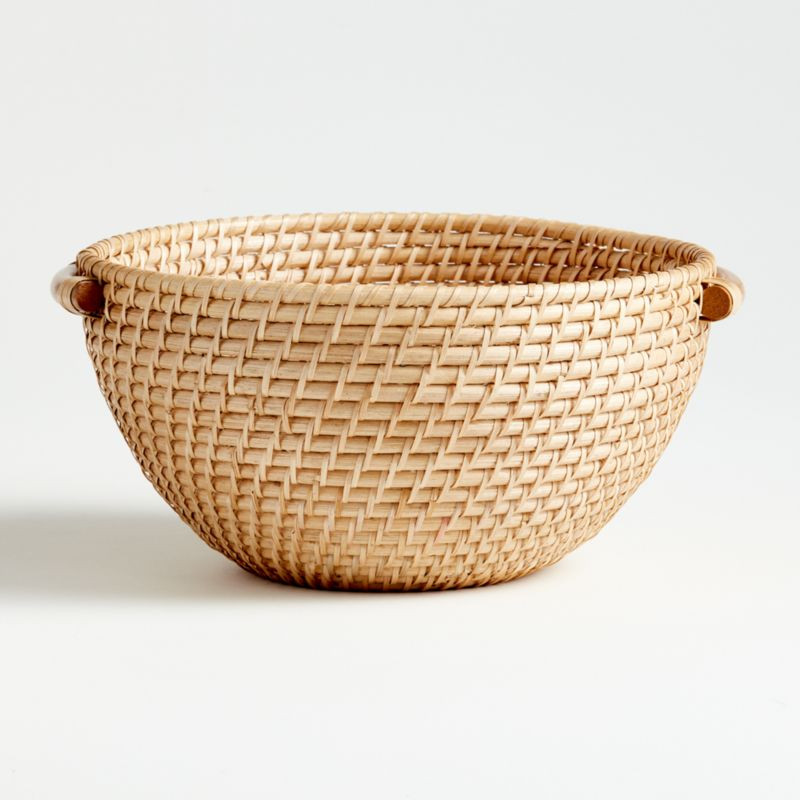 Artesia Natural Rattan Bowl with Handles + Reviews | Crate and Barrel | Crate & Barrel
