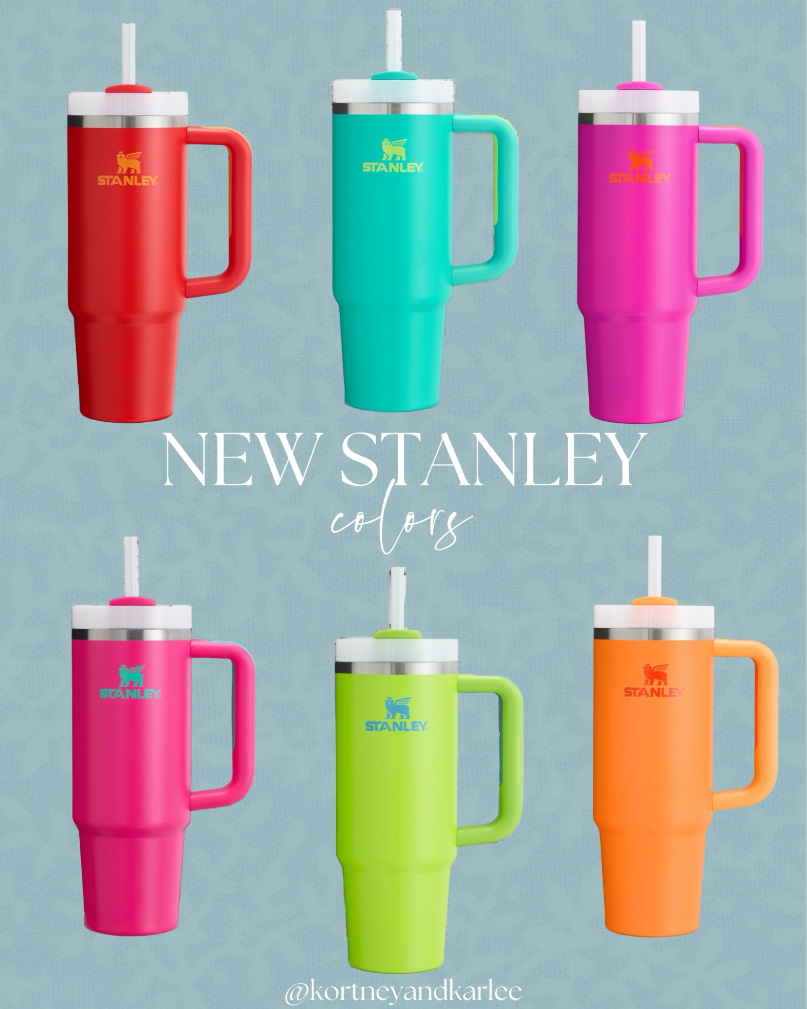 Stanley Cup New Colors!

Kortney and Karlee | #kortneyandkarlee 

#LTKfindsunder50 #LTKfindsunder100 #LTKSeasonal