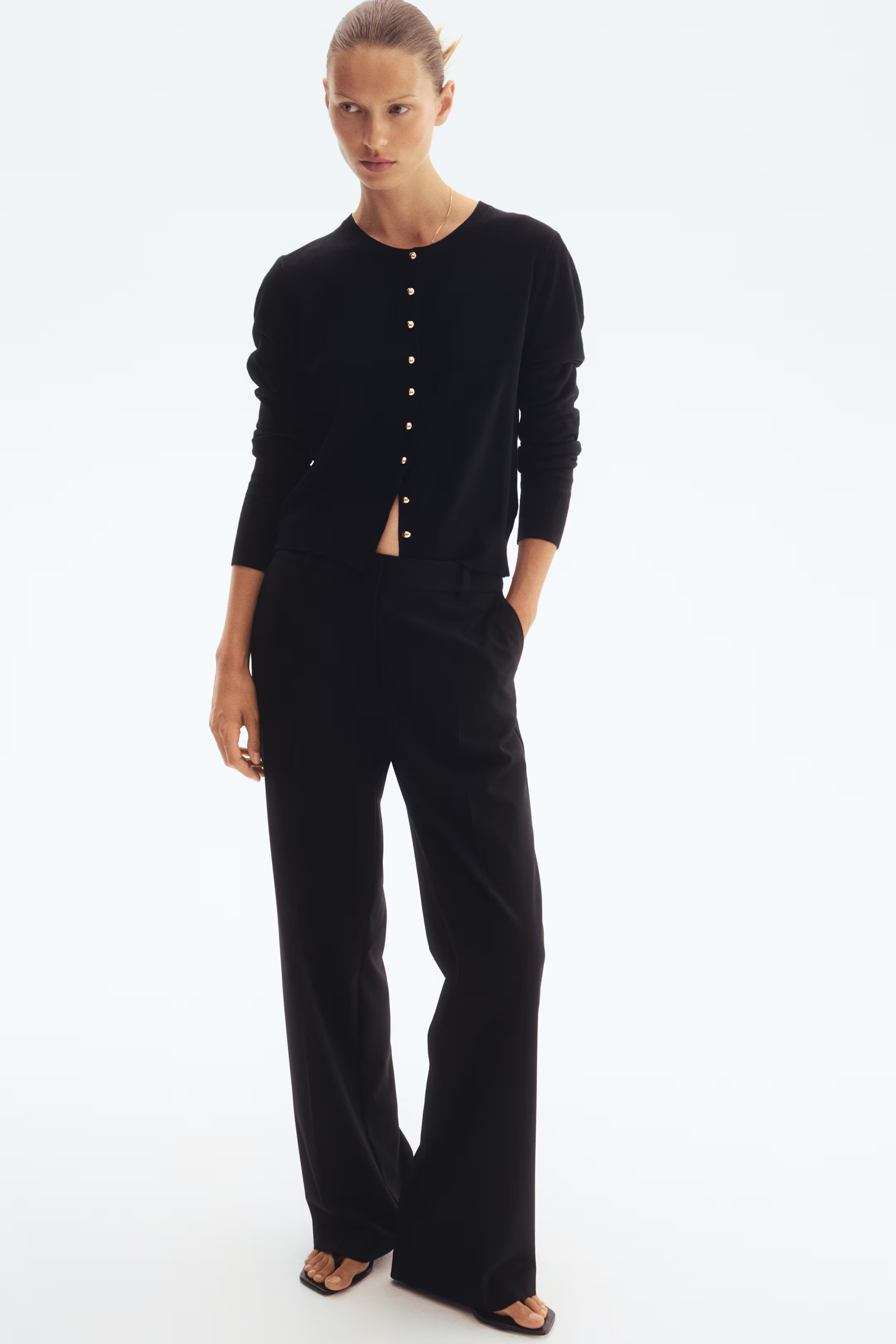 Straight trousers - Black - Ladies | H&M GB | H&M (UK, MY, IN, SG, PH, TW, HK)