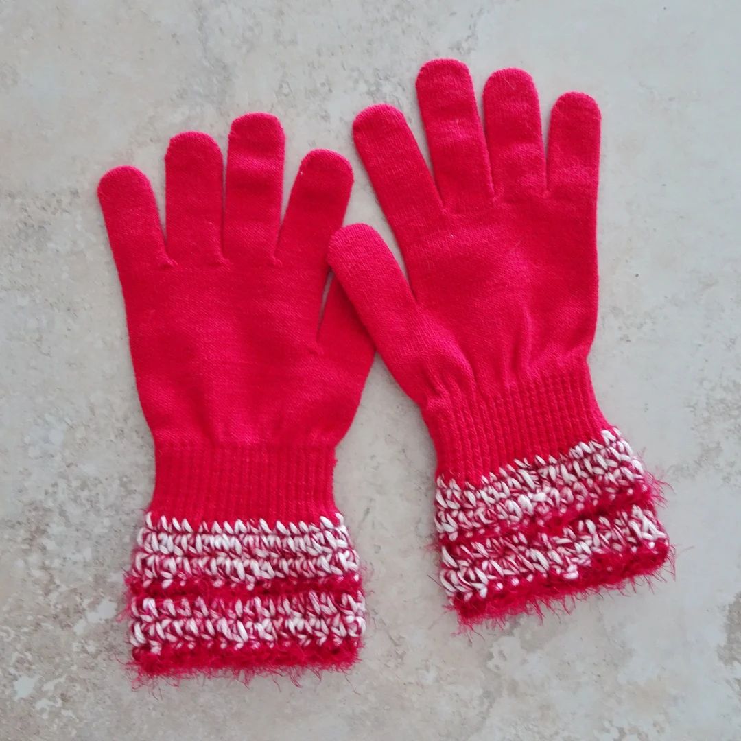 Red Knit Gloves, Red Fancy Cuff Gloves, Christmas Gloves, Stretch Knit Gloves, Glove Gift for Her... | Etsy (US)