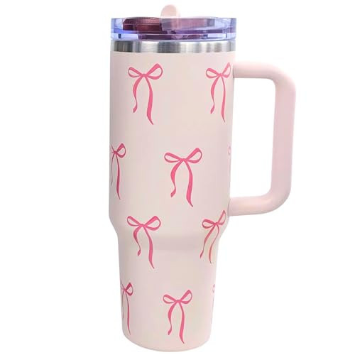 Luxape Bow Tumbler 30 oz | Leakproof Flip Straw Lid & Handle | Insulated Stainless Steel Travel Cup | BPA-Free | Cup Holder Compatible | Vivid Violet Fade (Pink, 30oz) | Amazon (US)