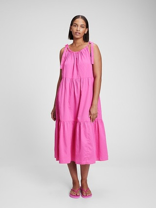 Tie-Shoulder Tiered Midi Dress | Gap (US)