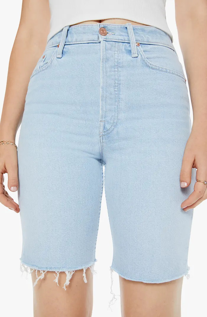 MOTHER The Rider Raw Hem High Waist Denim Bermuda Shorts | Nordstromrack | Nordstrom Rack
