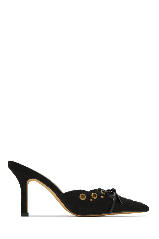 Miss Lola | Jasmyn Red Mid Heel Mule Pumps | MISS LOLA