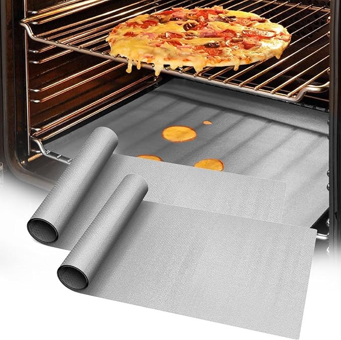 UBeesize 2 Pack Thickened Silver Oven Liners for Bottom of Oven BPA & PFOA Free, Reusable 16x24 I... | Amazon (US)